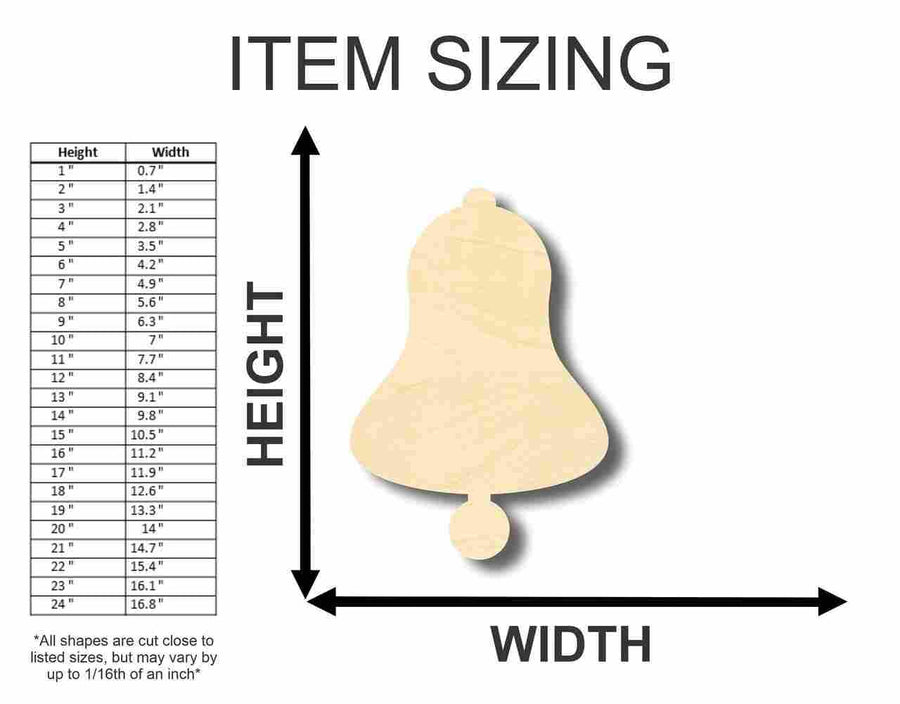 Unfinished Wood Bell Shape - Craft - up to 46" DIY - NameSigns.com
