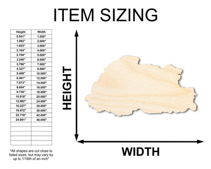 Unfinished Wood Bhutan Country Shape - South Asia Craft - up to 46" DIY - NameSigns.com