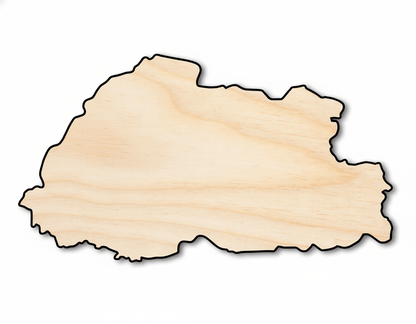 Unfinished Wood Bhutan Country Shape - South Asia Craft - up to 46" DIY - NameSigns.com