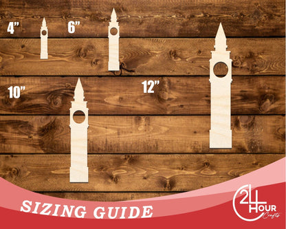 Unfinished Wood Big Ben Shape | DIY Craft Cutout | up to 46" DIY - NameSigns.com