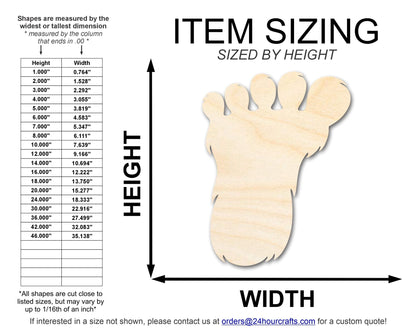 Unfinished Wood Bigfoot Print Shape | DIY Craft Cutout | up to 46" DIY - NameSigns.com