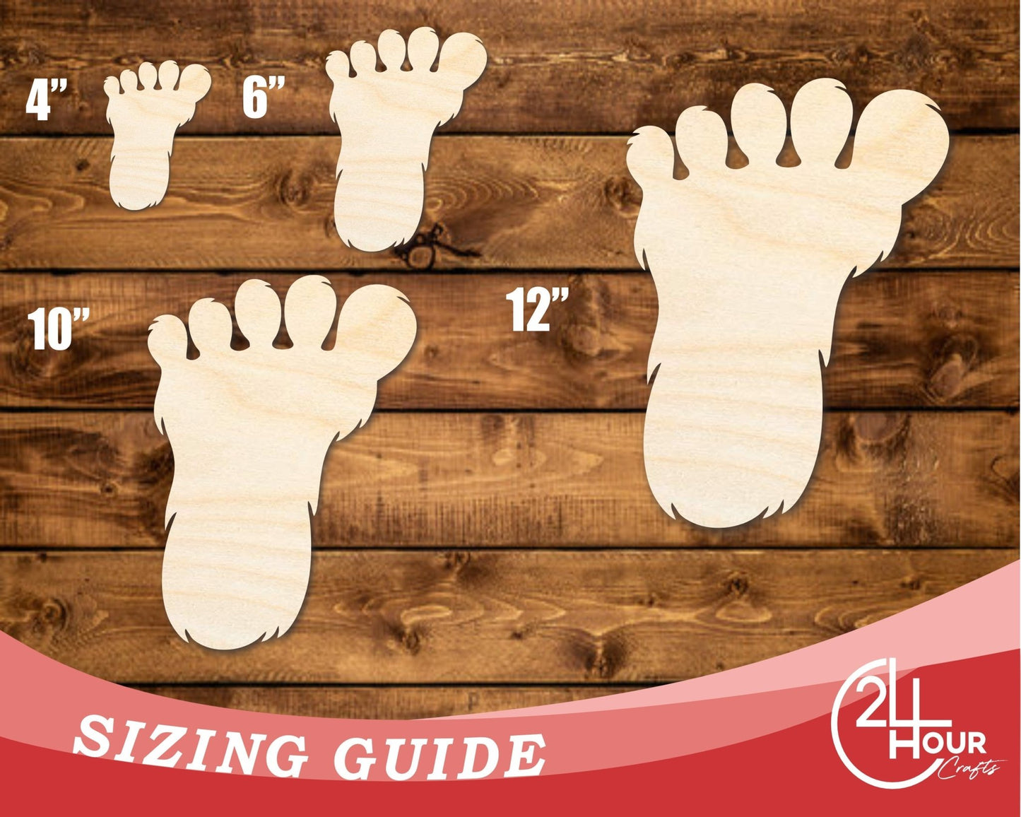 Unfinished Wood Bigfoot Print Shape | DIY Craft Cutout | up to 46" DIY - NameSigns.com