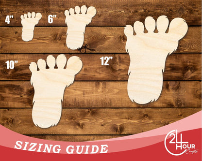 Unfinished Wood Bigfoot Print Shape | DIY Craft Cutout | up to 46" DIY - NameSigns.com
