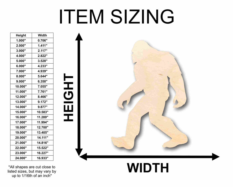 Unfinished Wood Bigfoot Sasquatch Silhouette - Craft - up to 46" DIY - NameSigns.com
