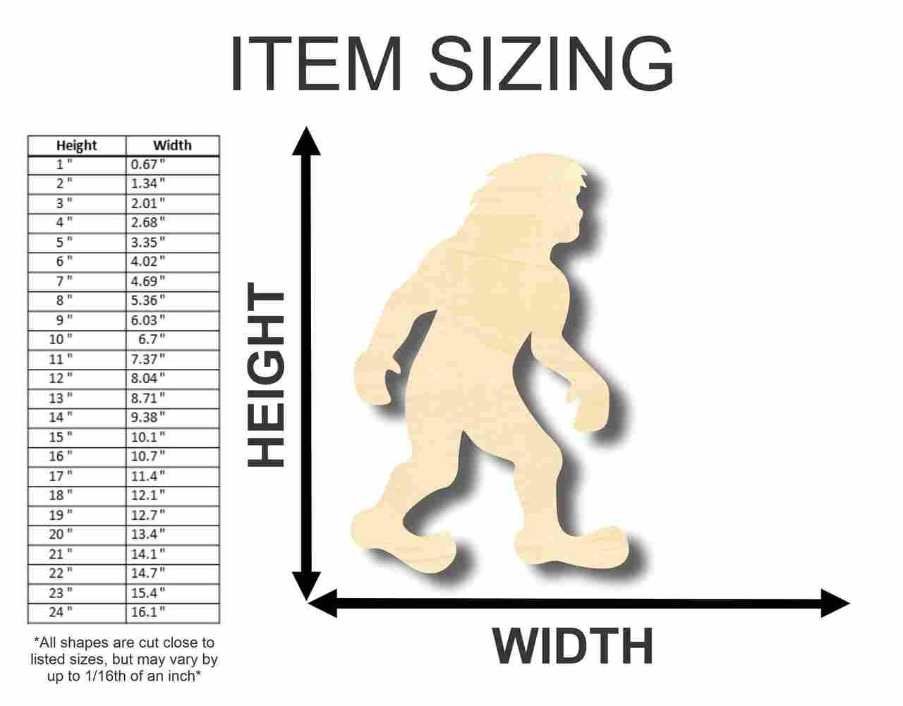 Unfinished Wood Bigfoot Shape - Craft - up to 46" DIY - NameSigns.com