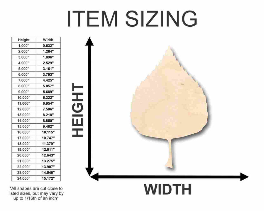 Unfinished Wood Birch Leaf Shape - Fall - Craft - up to 46" DIY - NameSigns.com