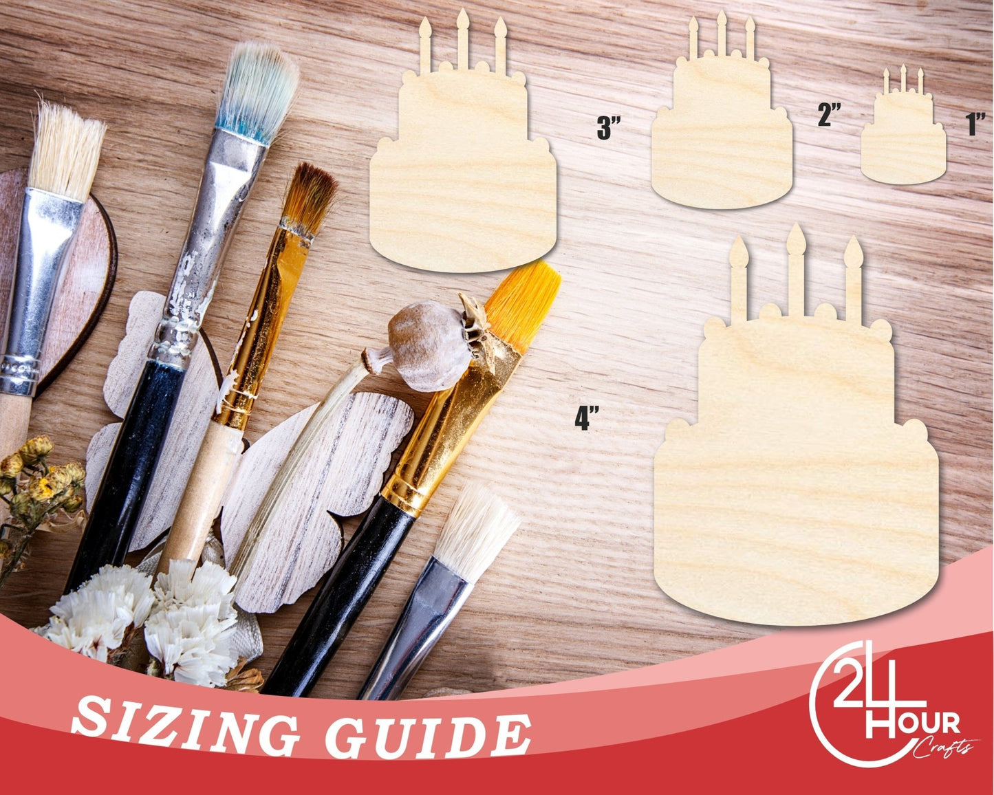 Unfinished Wood Birthday Cake Shape | DIY Craft Cutout | Up to 36" - NameSigns.com