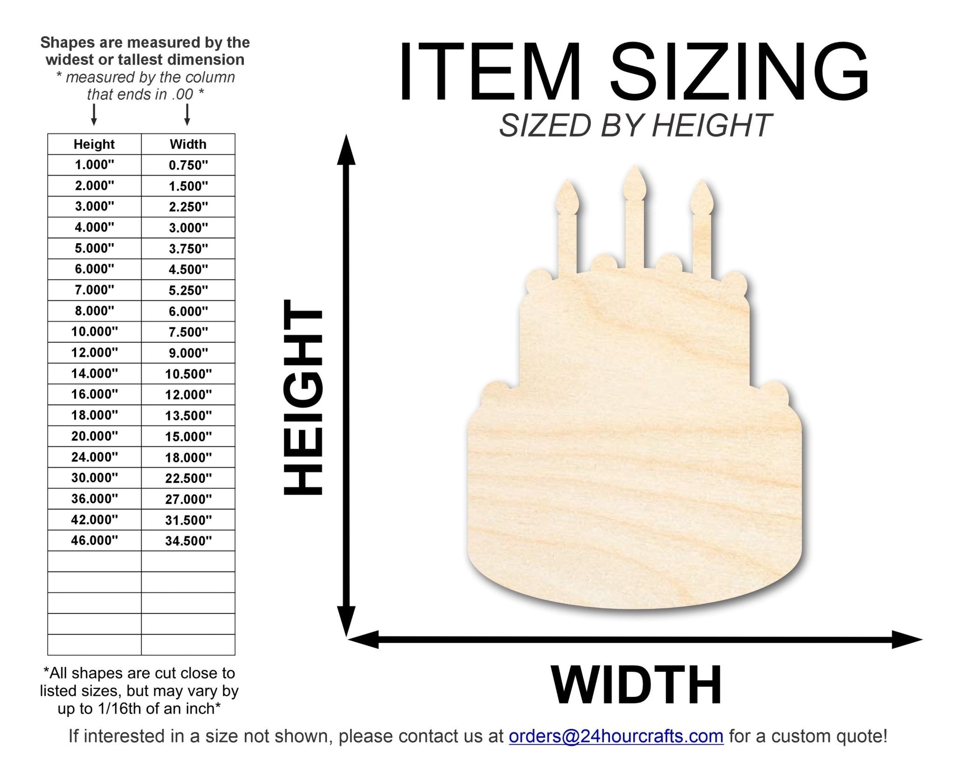 Unfinished Wood Birthday Cake Shape | DIY Craft Cutout | Up to 36" - NameSigns.com
