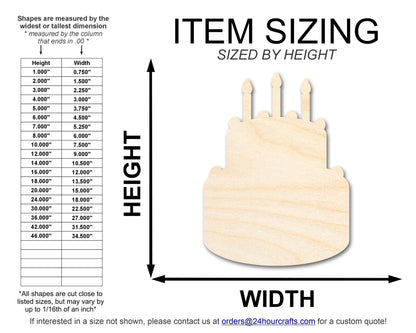 Unfinished Wood Birthday Cake Shape | DIY Craft Cutout | Up to 36" - NameSigns.com