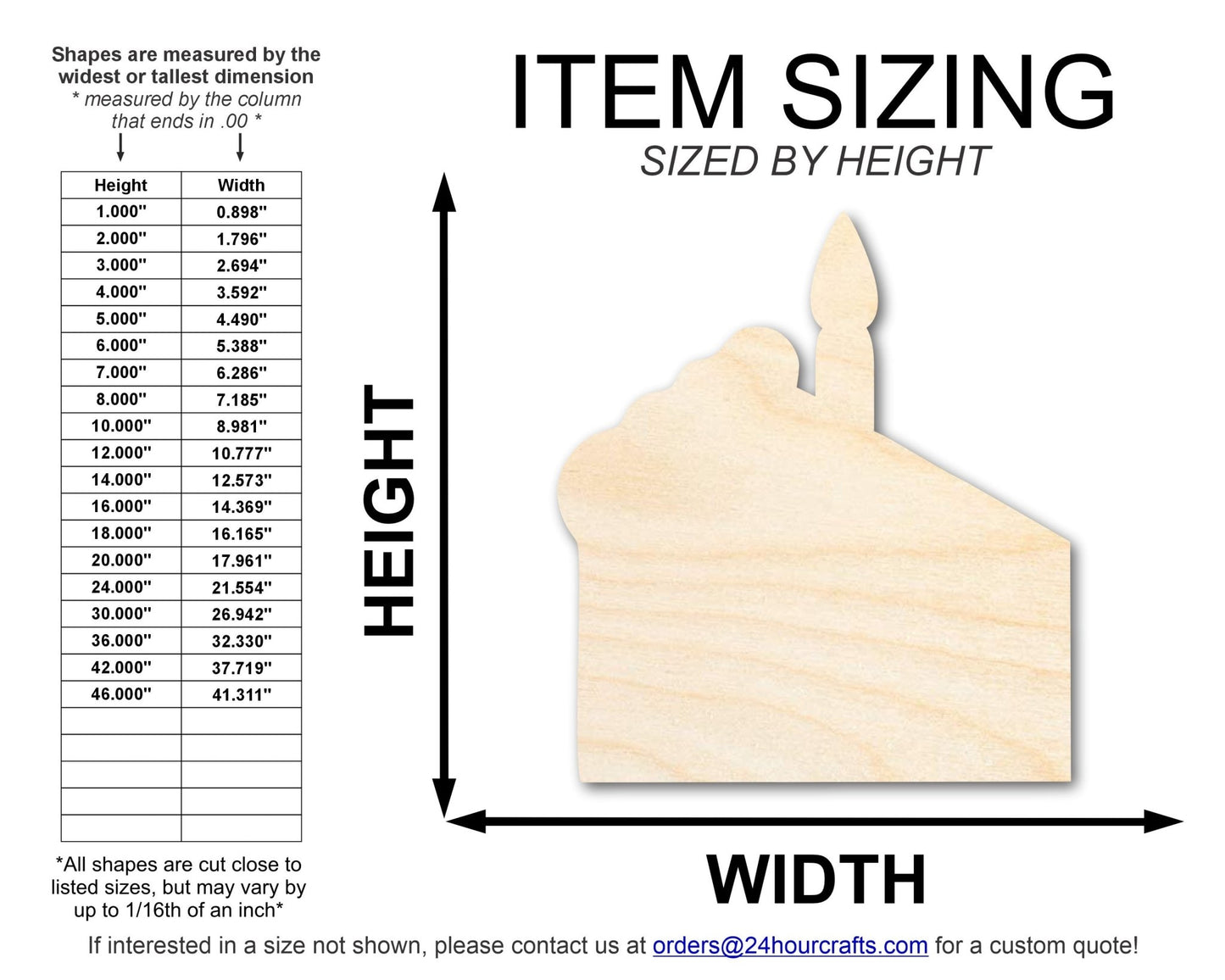 Unfinished Wood Birthday Cake Slice Shape | DIY Craft Cutout | up to 46" DIY - NameSigns.com