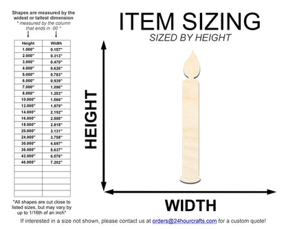 Unfinished Wood Birthday Candle Shape | DIY Craft Cutout | up to 46" DIY - NameSigns.com