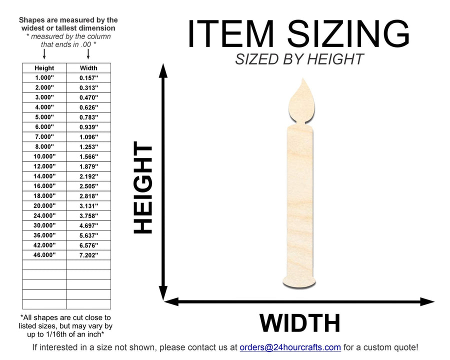 Unfinished Wood Birthday Candle Shape | DIY Craft Cutout | up to 46" DIY - NameSigns.com
