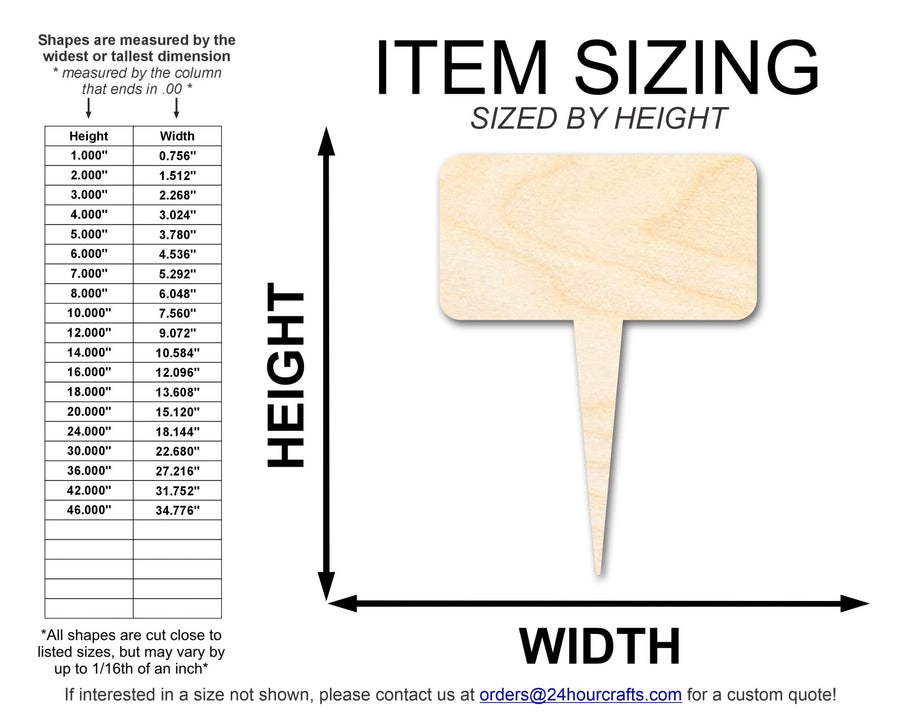 Unfinished Wood Blank Garden Stake Shape | DIY Craft Cutout | up to 46" DIY - NameSigns.com