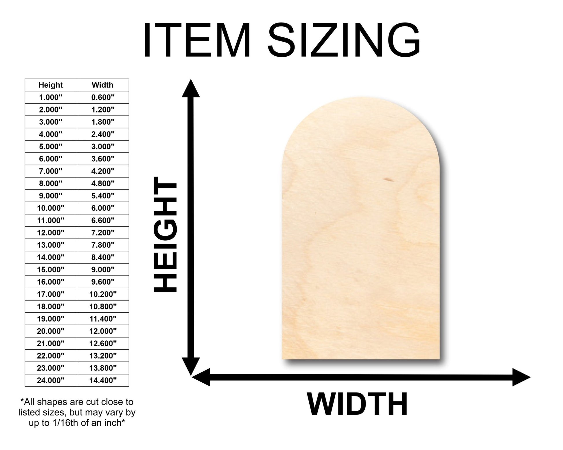 Unfinished Wood Blank Tombstone Shape - Craft - up to 46" DIY - NameSigns.com