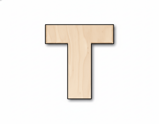 Unfinished Wood Block Letter T - Craft - up to 46" DIY - NameSigns.com