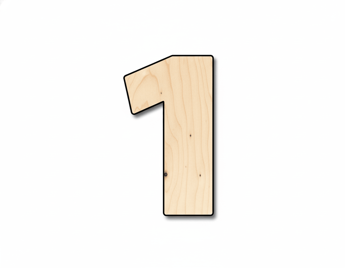 Unfinished Wood Block Number 1 - Craft - up to 46" DIY - NameSigns.com
