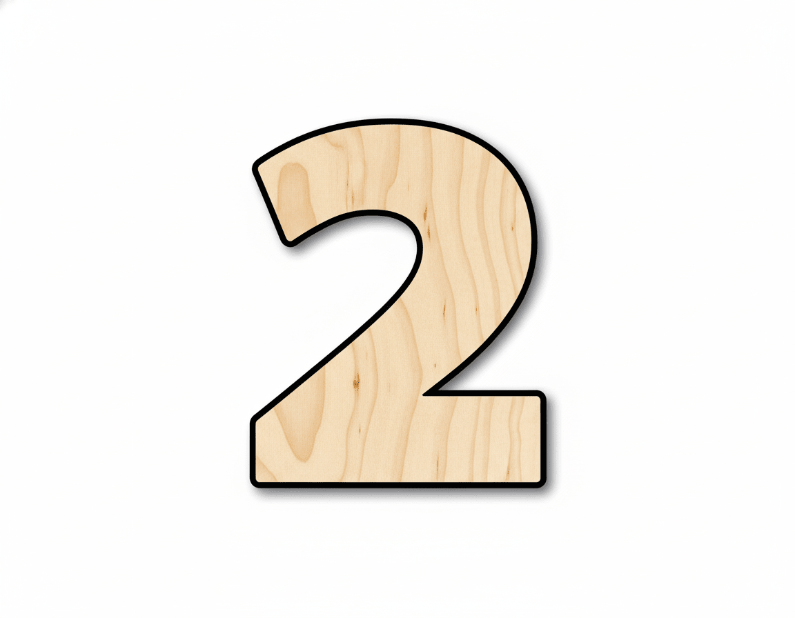 Unfinished Wood Block Number 2 - Craft - up to 46" DIY - NameSigns.com