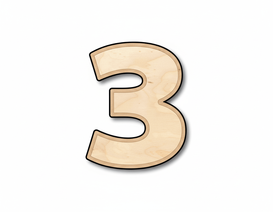 Unfinished Wood Block Number 3 - Craft - up to 46" DIY - NameSigns.com
