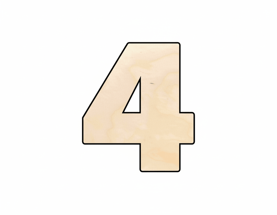 Unfinished Wood Block Number 4 - Craft - up to 46" DIY - NameSigns.com
