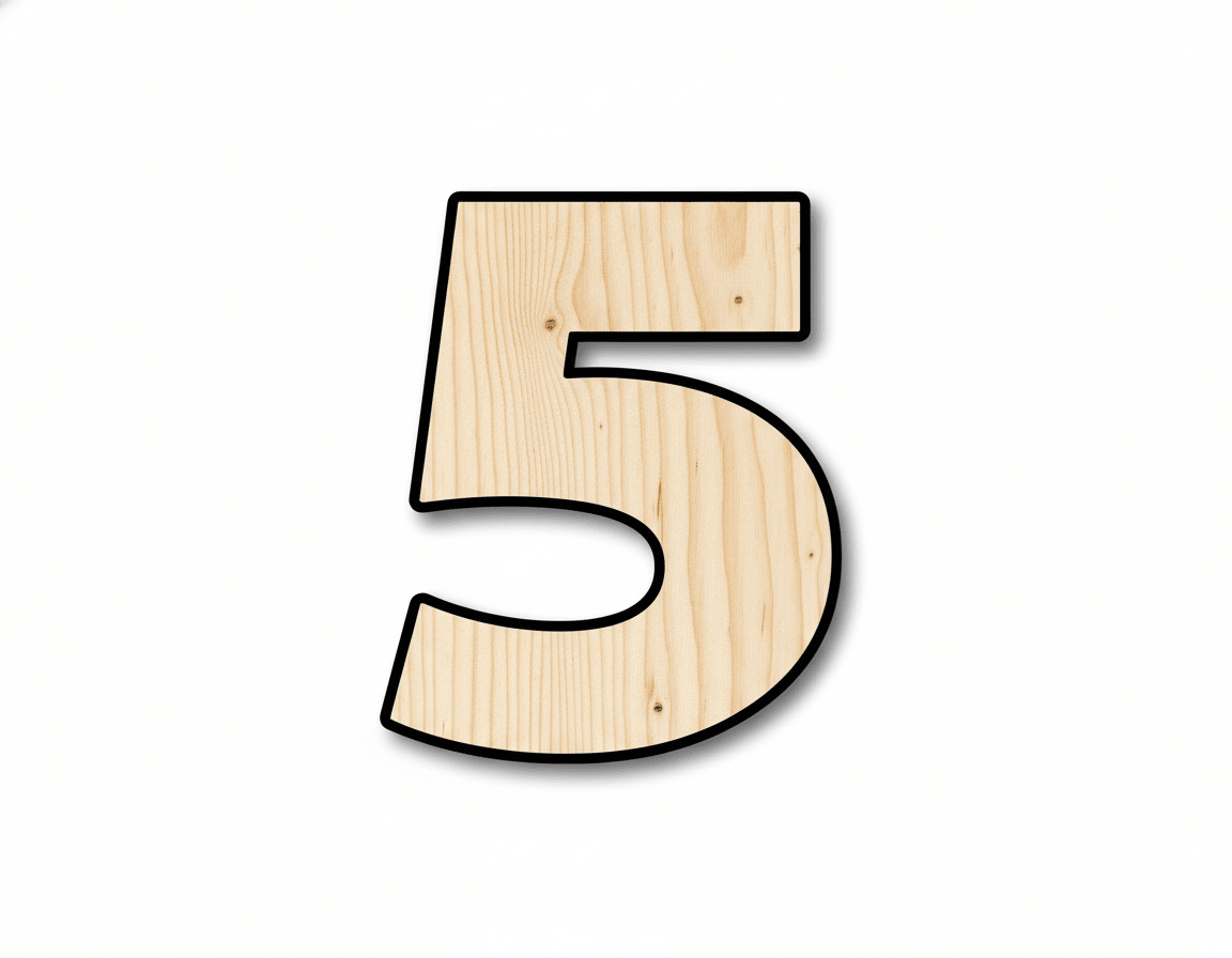 Unfinished Wood Block Number 5 - Craft - up to 46" DIY - NameSigns.com