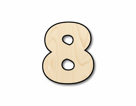 Unfinished Wood Block Number 8 - Craft - up to 46" DIY - NameSigns.com