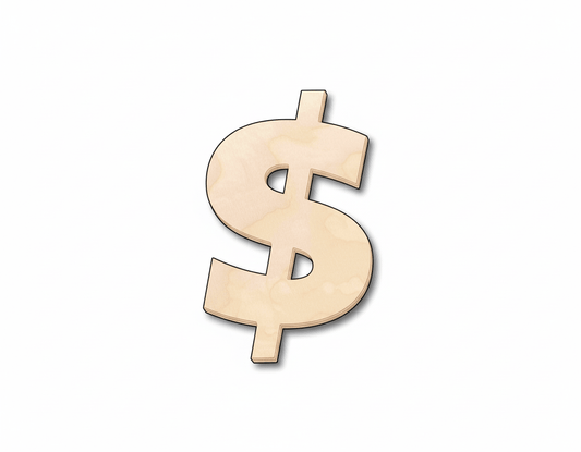 Unfinished Wood Block Symbol Dollar - Craft - up to 46" DIY - NameSigns.com