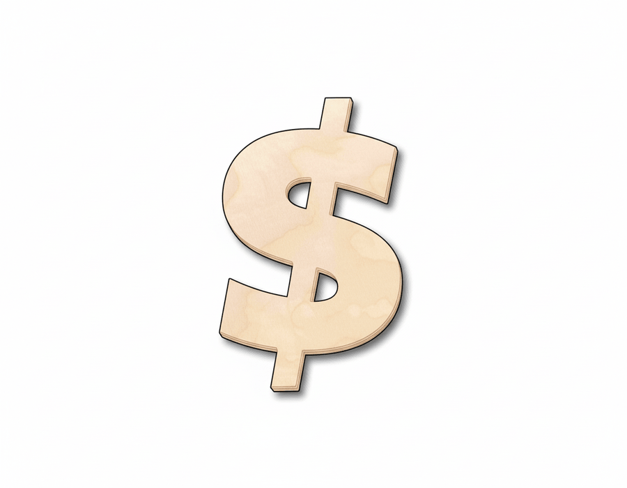 Unfinished Wood Block Symbol Dollar - Craft - up to 46" DIY - NameSigns.com