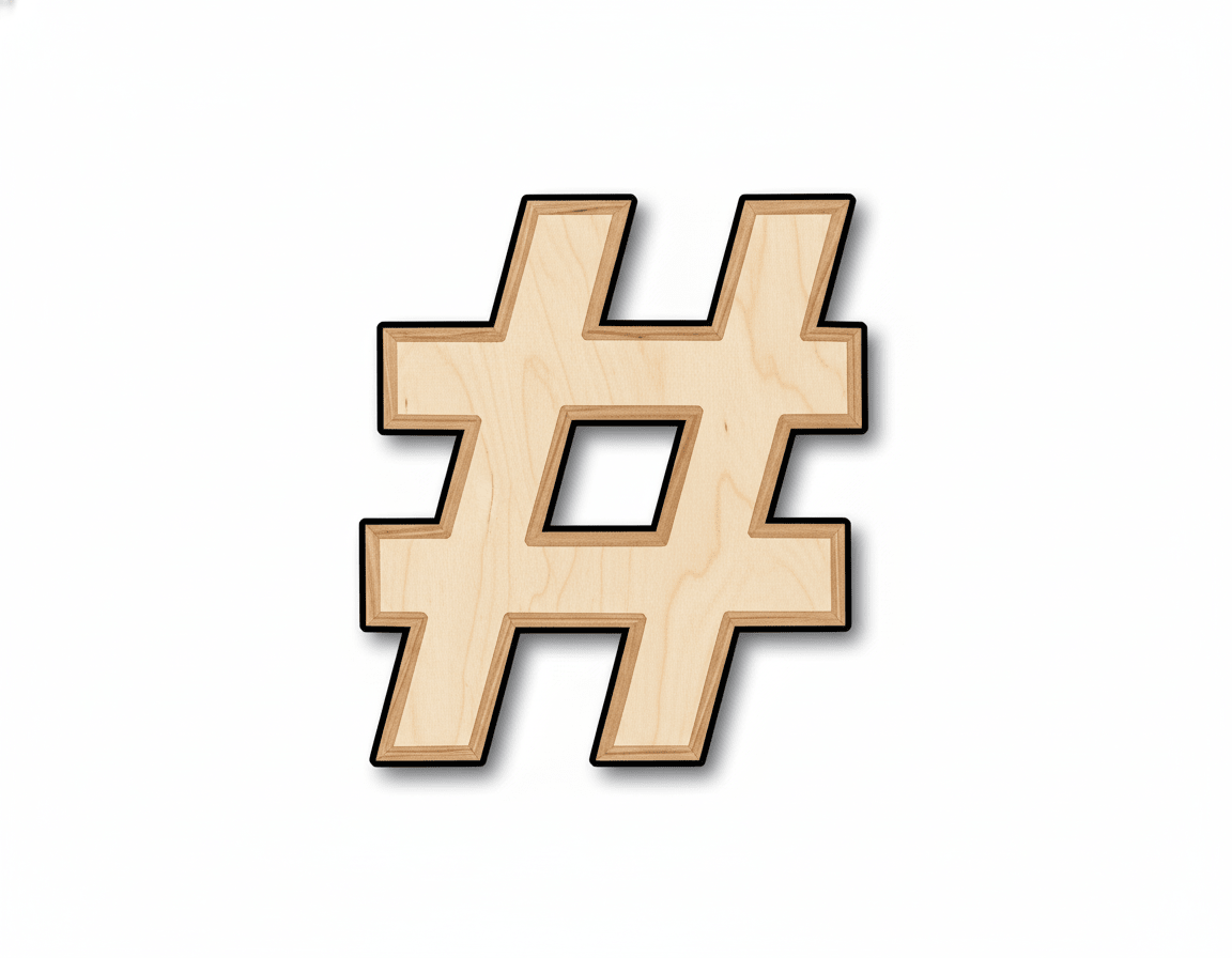 Unfinished Wood Block Symbol Hashtag Hashmark - Craft - up to 46" DIY - NameSigns.com