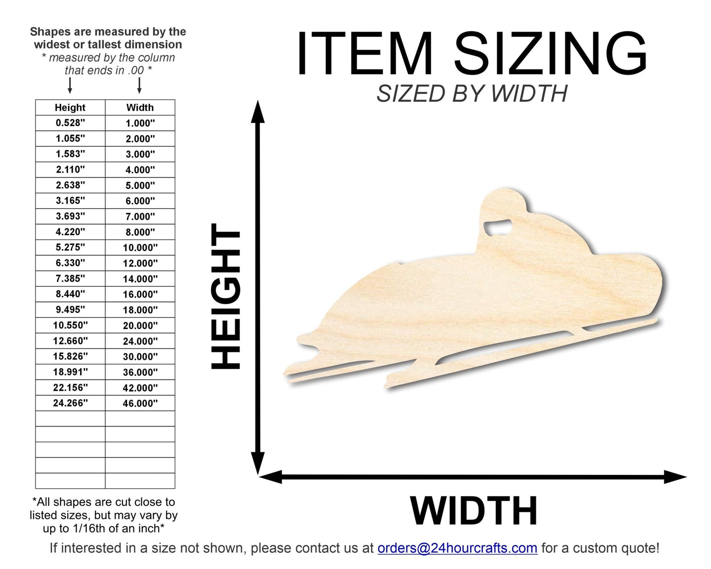 Unfinished Wood Bobsled Shape | DIY Craft Cutout | up to 46" DIY - NameSigns.com