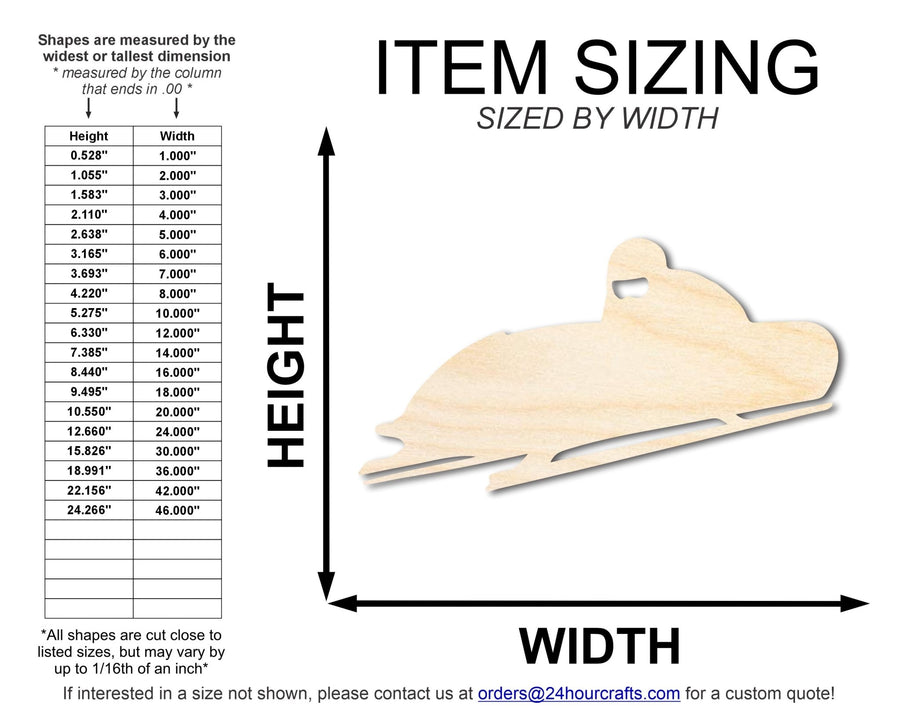 Unfinished Wood Bobsled Shape | DIY Craft Cutout | up to 46" DIY - NameSigns.com