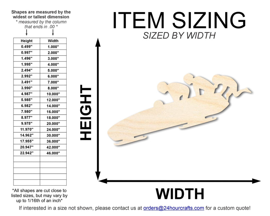 Unfinished Wood Bobsled Team Shape | DIY Craft Cutout | up to 46" DIY - NameSigns.com