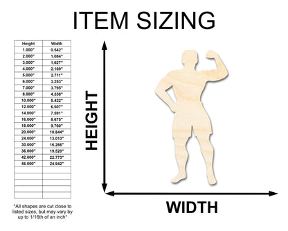 Unfinished Wood Body Builder Shape - Craft - up to 46" DIY - NameSigns.com