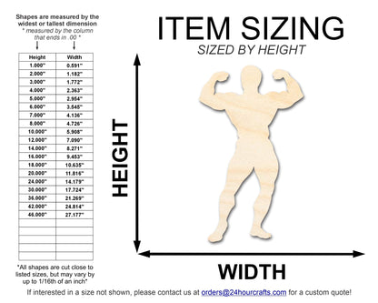 Unfinished Wood Body Builder Shape | DIY Craft Cutout | up to 46" DIY - NameSigns.com