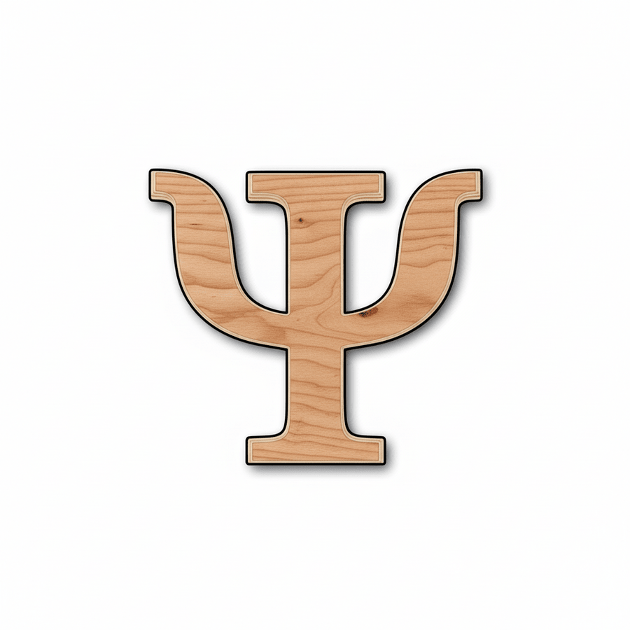 Unfinished Wood Bold Psi Shape - Craft - up to 46" DIY - NameSigns.com