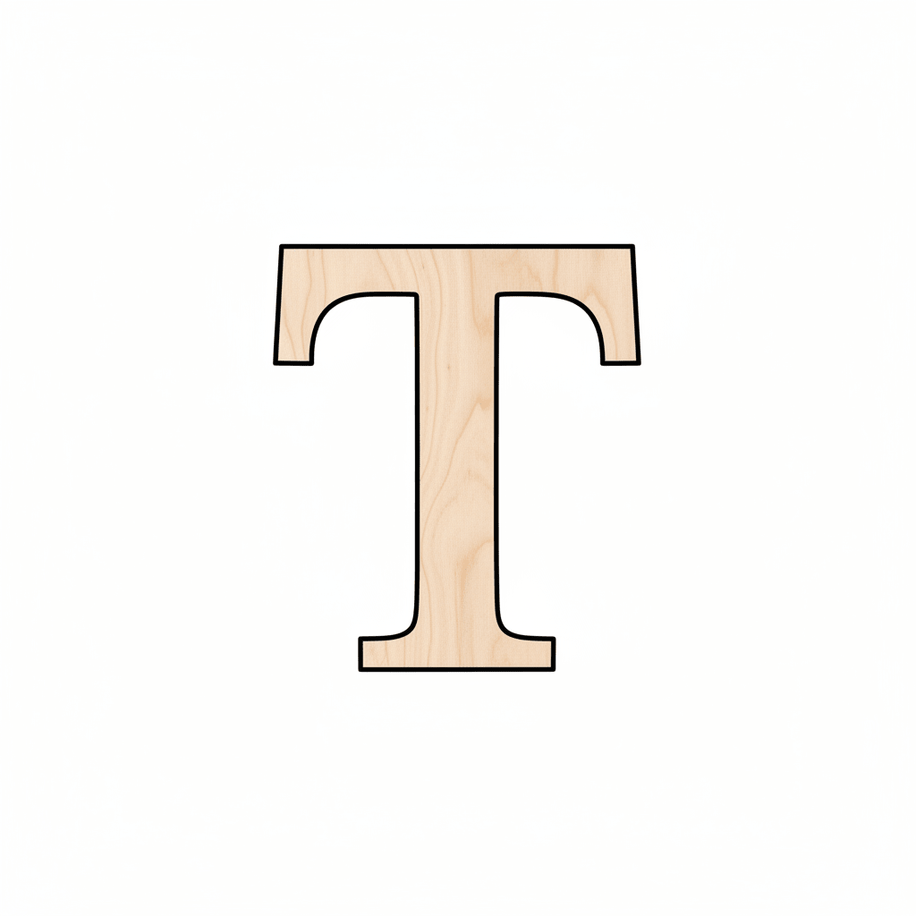 Unfinished Wood Bold Tau Shape - Craft - up to 46" DIY - NameSigns.com