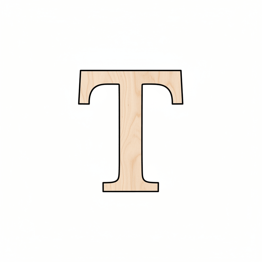 Unfinished Wood Bold Tau Shape - Craft - up to 46" DIY - NameSigns.com