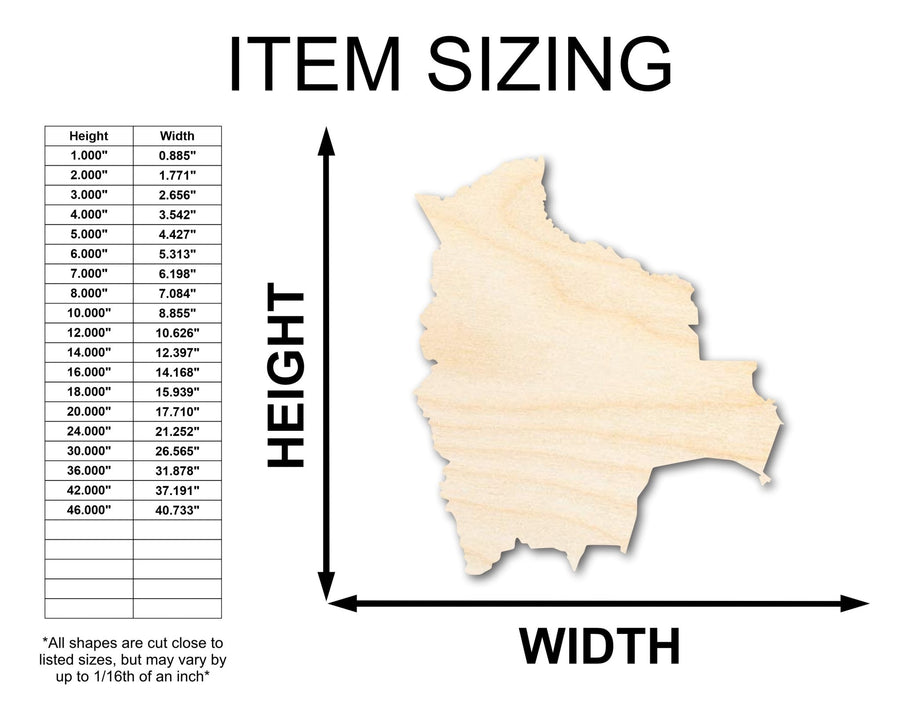 Unfinished Wood Bolivia Shape - Craft - up to 46" - NameSigns.com