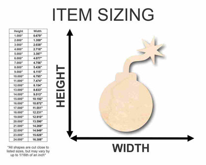 Unfinished Wood Bomb Shape - Craft - up to 46" DIY - NameSigns.com