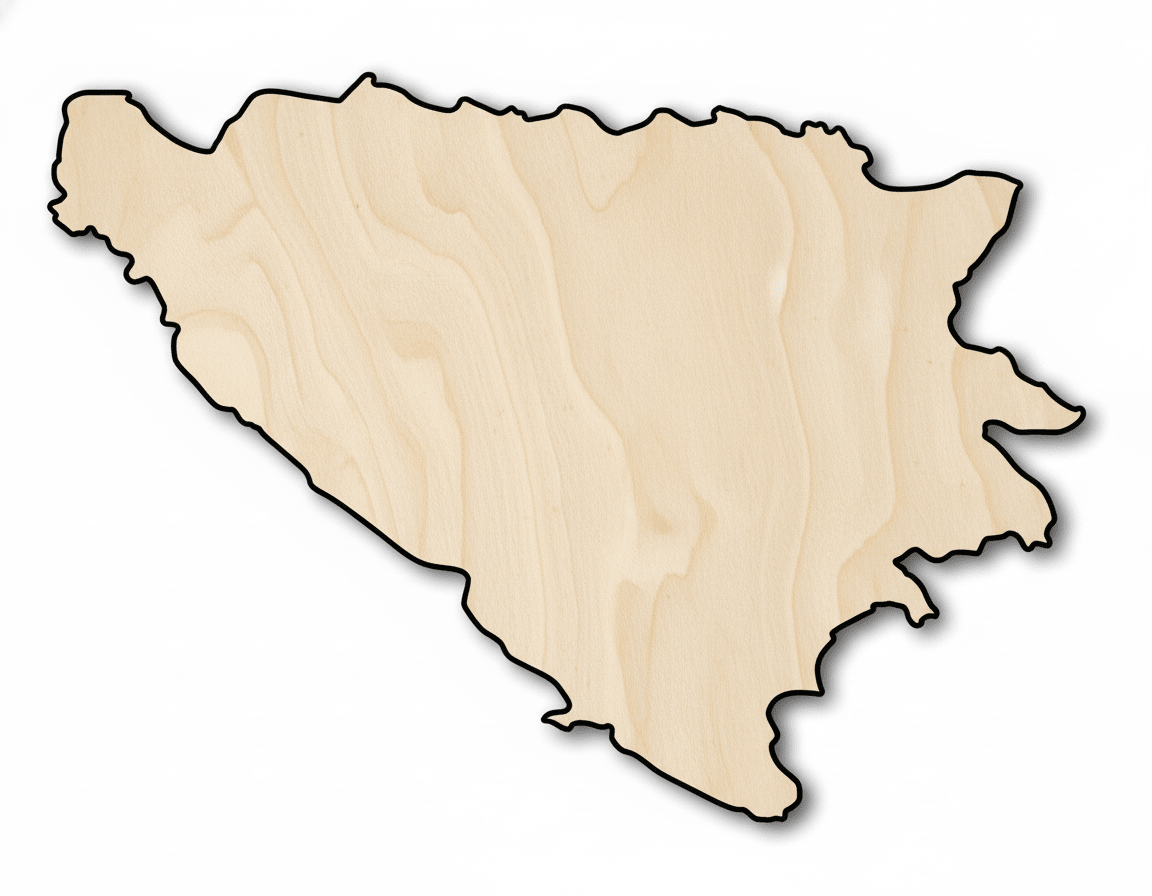 Unfinished Wood Bosnia and Herzegovina Country Shape - Southeast Europe Craft - up to 46" DIY - NameSigns.com