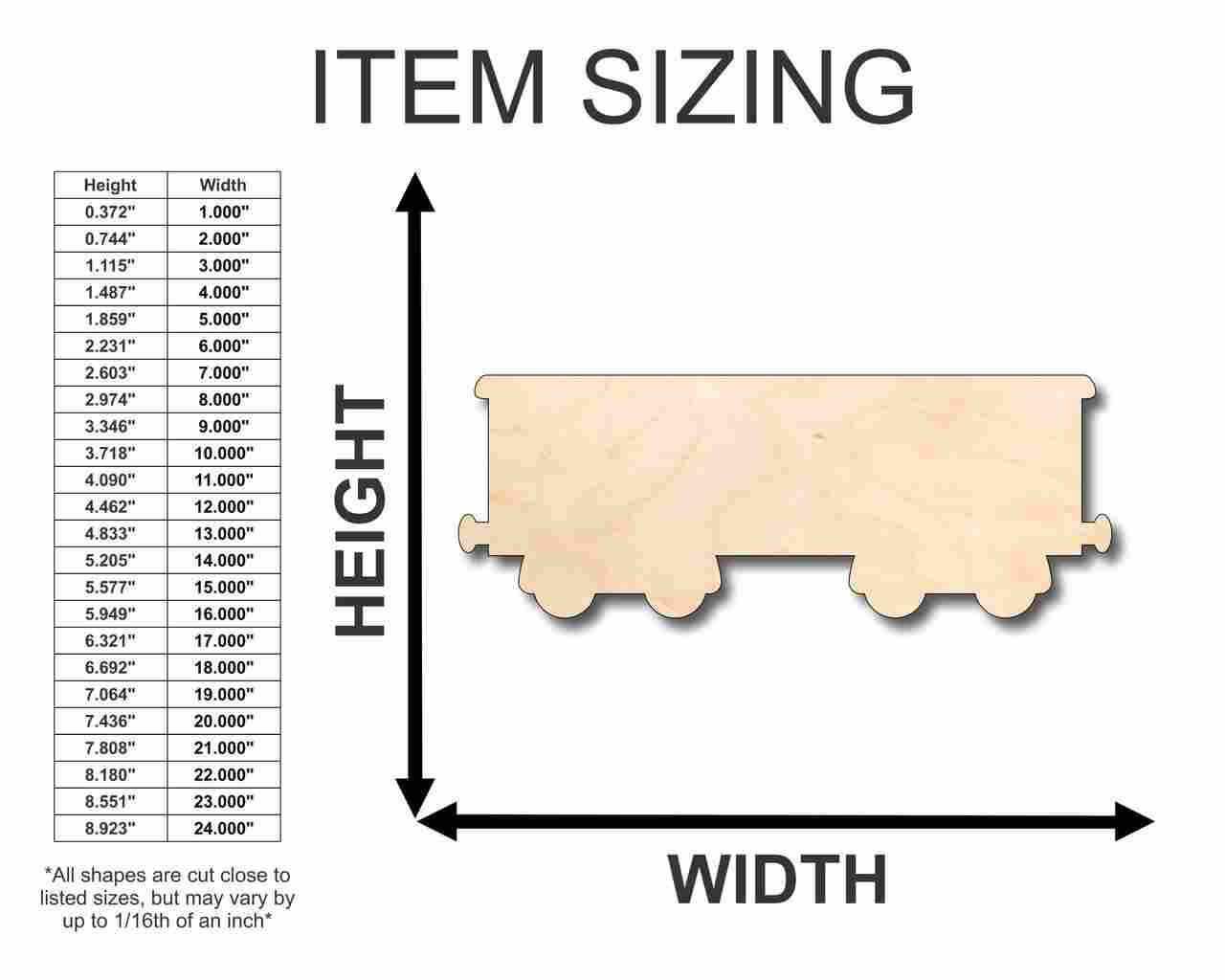 Unfinished Wood Boxcar Train Shape - Craft - up to 46" DIY - NameSigns.com