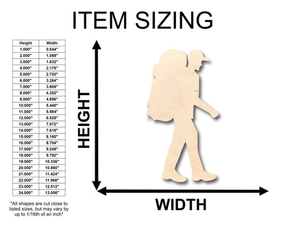 Unfinished Wood Boy Hike Shape - Craft - up to 46" DIY - NameSigns.com