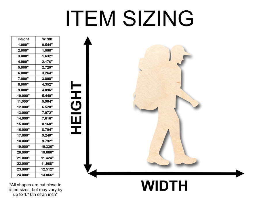 Unfinished Wood Boy Hike Shape - Craft - up to 46" DIY - NameSigns.com