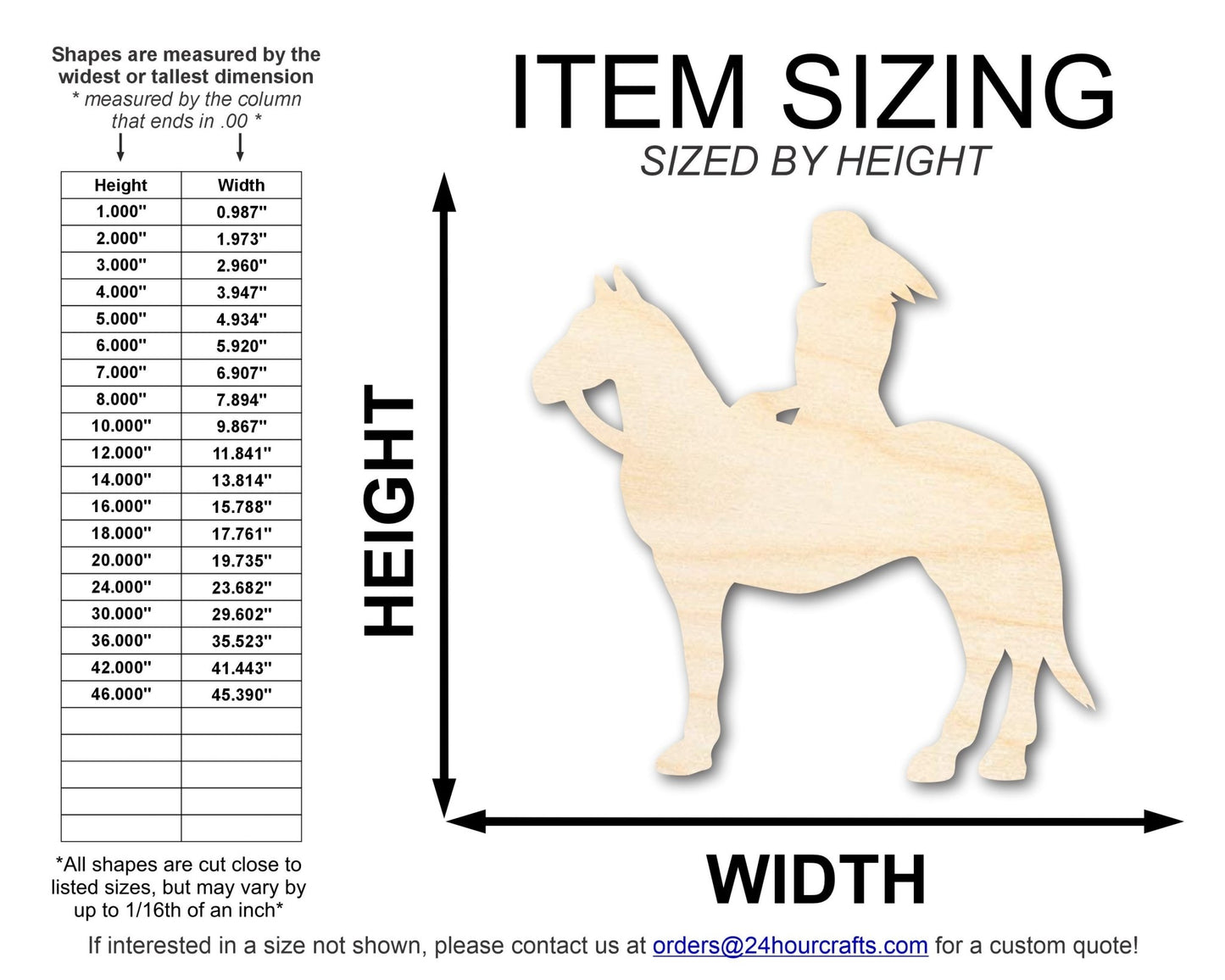 Unfinished Wood Brave Warrior Shape | Native American | Craft Cutout | up to 46" DIY - NameSigns.com