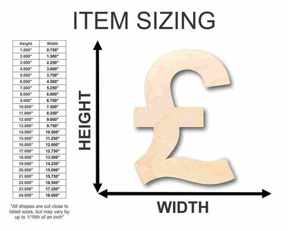 Unfinished Wood British Pound Shape - Craft - up to 46" DIY - NameSigns.com