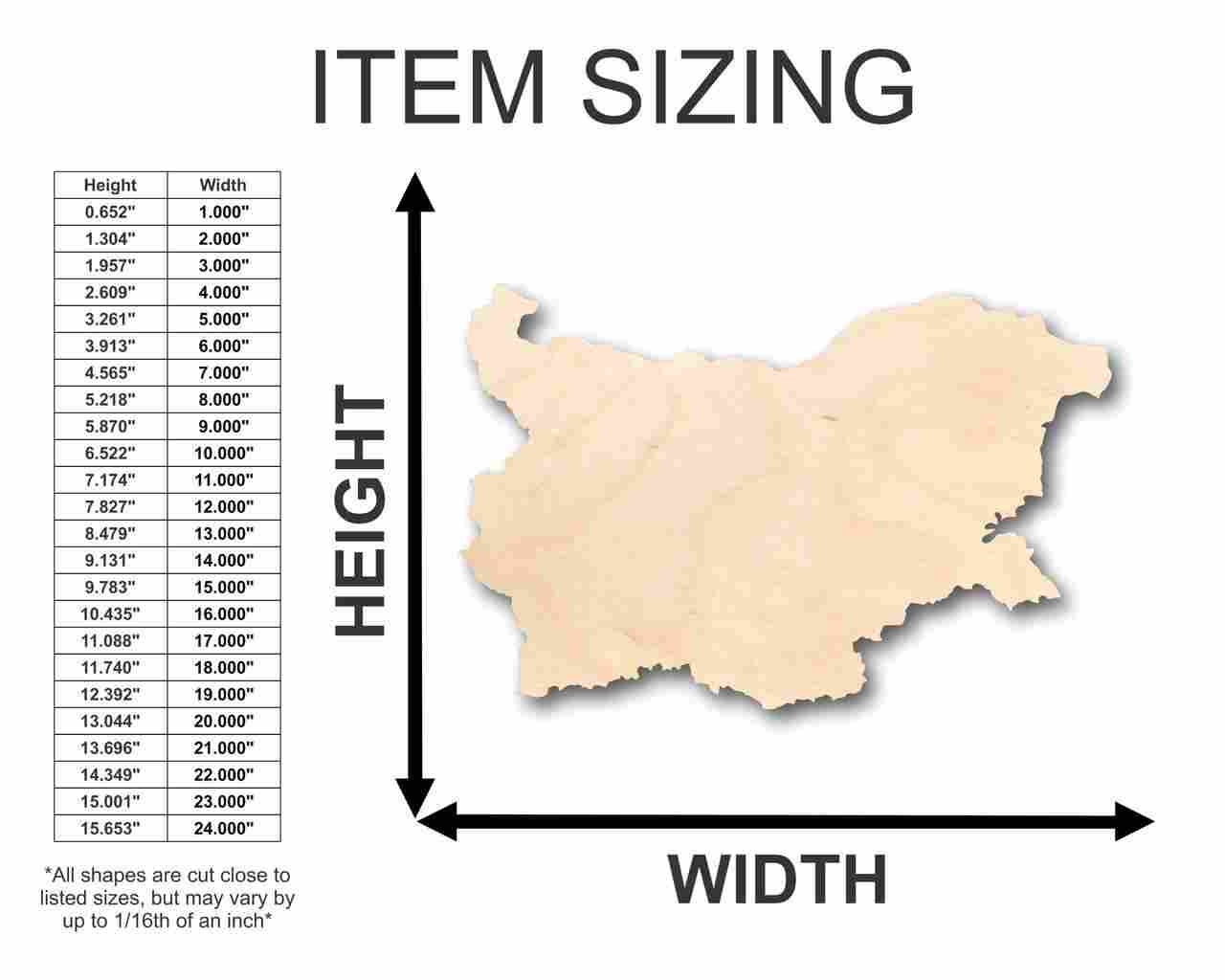 Unfinished Wood Bulgaria Shape - Country - Craft - up to 46" DIY - NameSigns.com