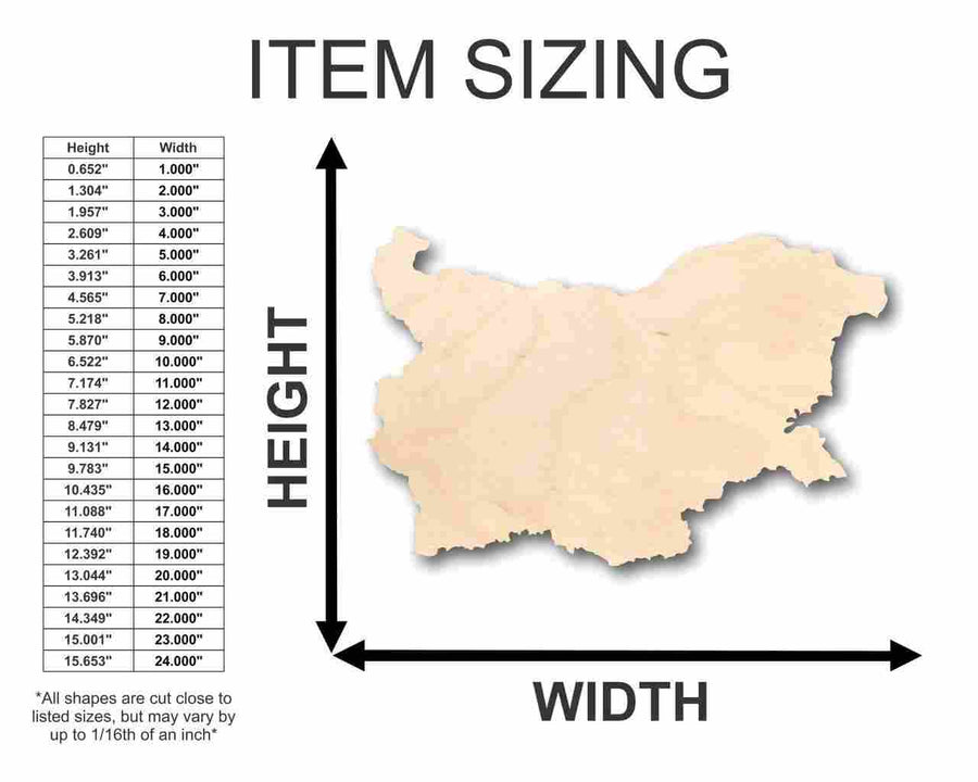 Unfinished Wood Bulgaria Shape - Country - Craft - up to 46" DIY - NameSigns.com
