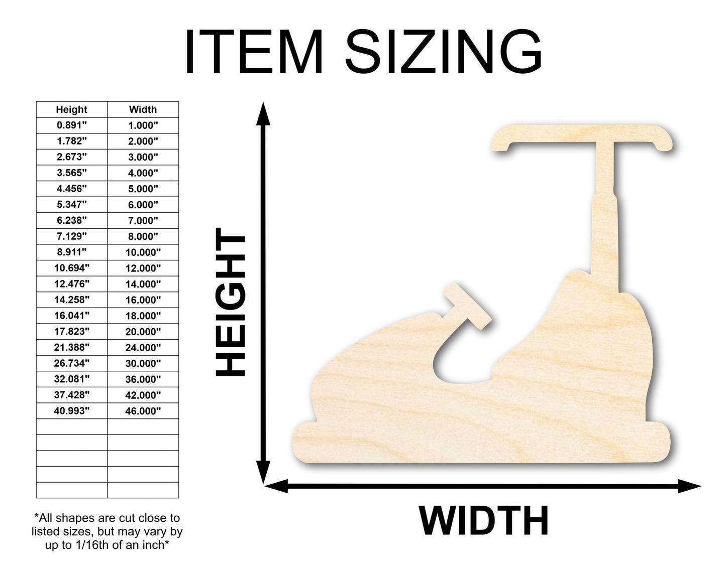 Unfinished Wood Bumper Car Shape | Amusement Park Ride Silhouette | Craft Cutout | up to 46" DIY - NameSigns.com