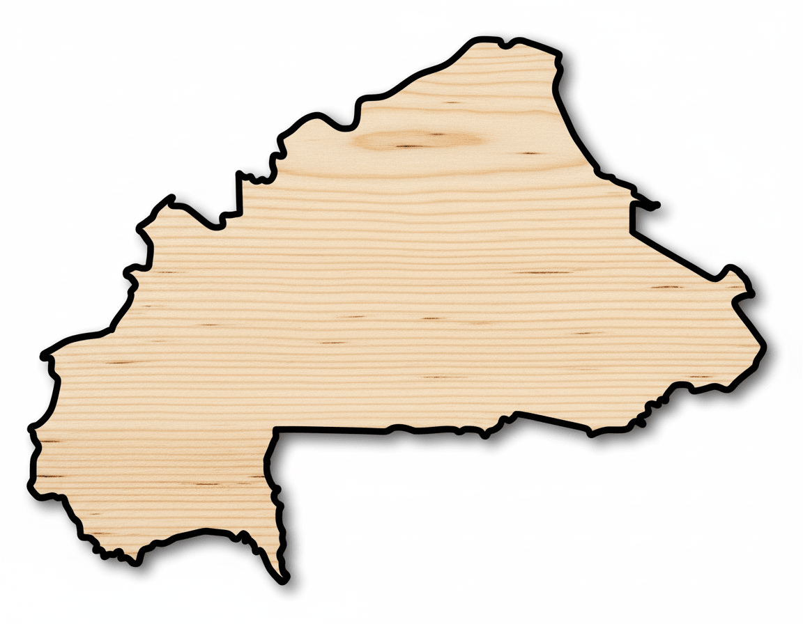 Unfinished Wood Burkina Country Shape - West Africa Craft - up to 46" DIY - NameSigns.com