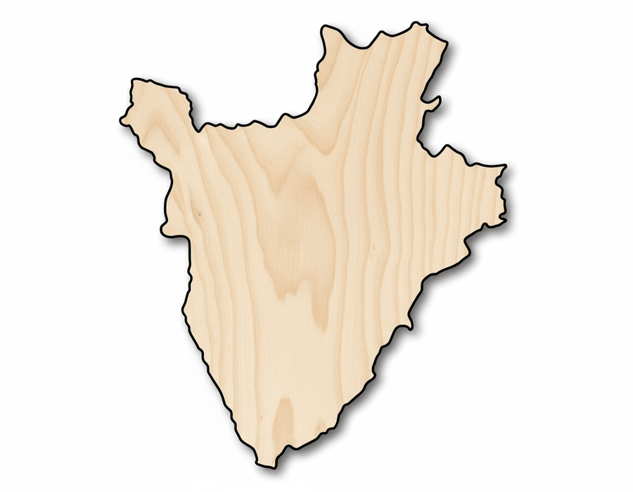 Unfinished Wood Burundi Country Shape - East Africa Craft - up to 46" DIY - NameSigns.com