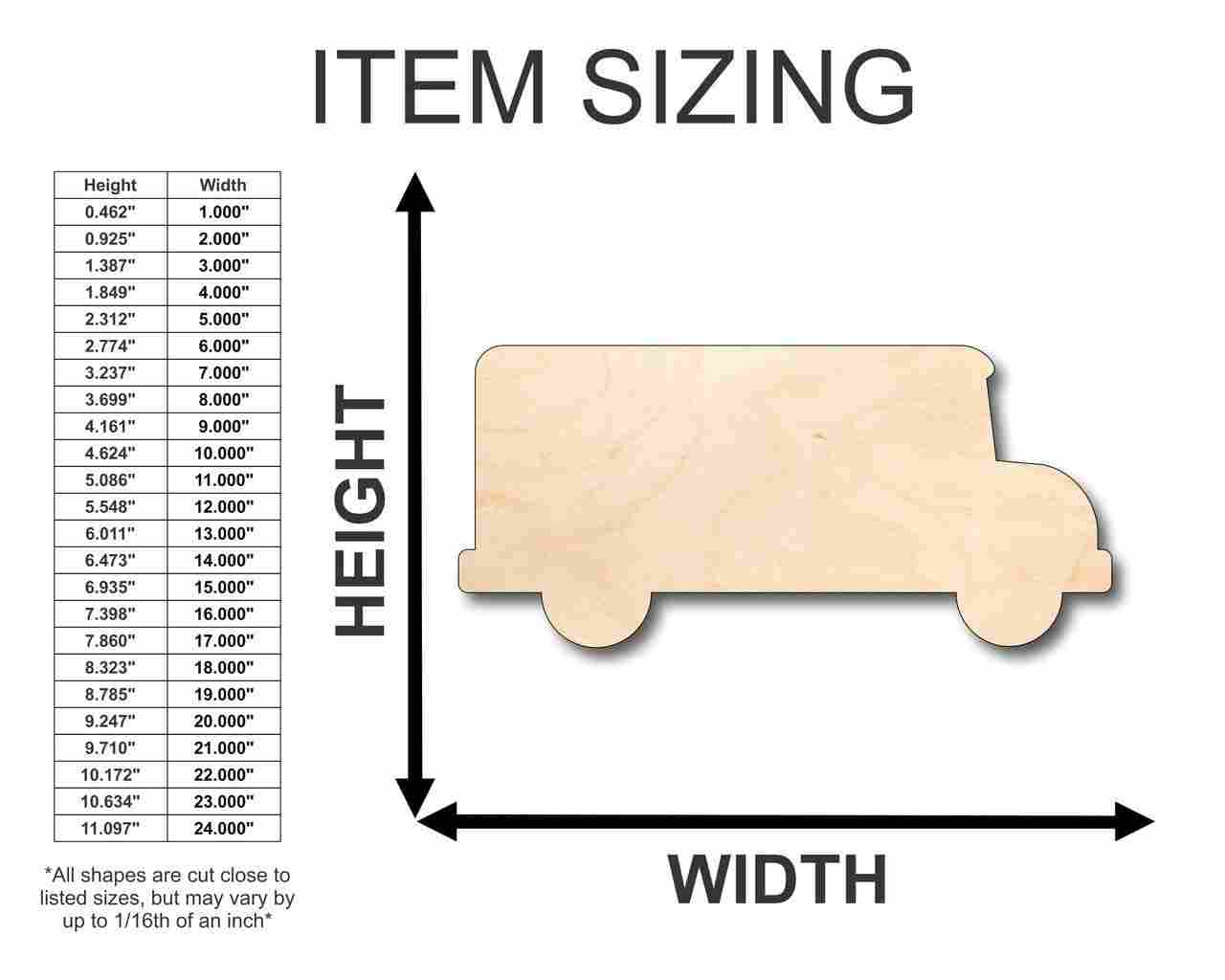 Unfinished Wood Bus Shape - Craft - up to 46" DIY - NameSigns.com